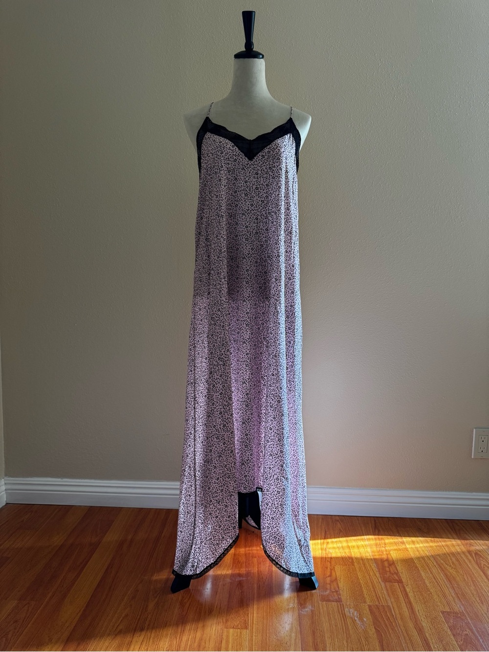Zadig & Voltaire Women’s Risty Goa Blossom Dress with Black Lace Trim Size L - Picture 3 of 11